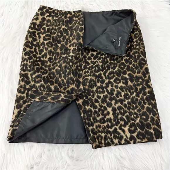 Talbots Wool Blend Pencil Straight Skirt Fuzzy Texture Leopard Animal Print 8P - Picture 5 of 12